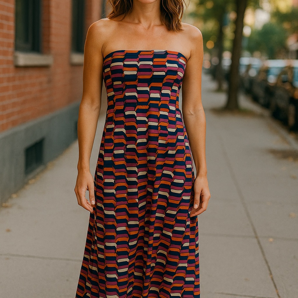 LuLaRoe MulticolorMaxi Skirt Strapless Dress Sz S NWT